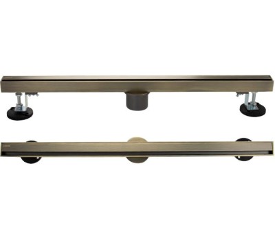 САНАКС - Трап 600х32 мм, нержавеющая сталь, линейный, вертикальный, щелевой, с сухим затвором, двухсторонняя решетка , цвет БРОНЗА. 40067