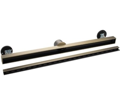 САНАКС - Трап 600х32 мм, нержавеющая сталь, линейный, вертикальный, щелевой, с сухим затвором, двухсторонняя решетка , цвет БРОНЗА. 40067