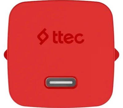 TTEC Сетевое зарядное устройство SmartCharger GAN 45W AVS PD Travel Fast Charger с кабелем USB-C - USB-C 3A. Длина кабеля: 120см. Цвет: неоновый красный