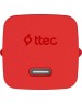 TTEC Сетевое зарядное устройство SmartCharger GAN 45W AVS PD Travel Fast Charger с кабелем USB-C - USB-C 3A. Длина кабеля: 120см. Цвет: неоновый красный