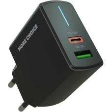 СЗУ MORE CHOICE (4620202551245) NC61a Black - 1USB+1USB-C 3.0A PD 20W+QC3.0 быстрая зарядка для Type-C