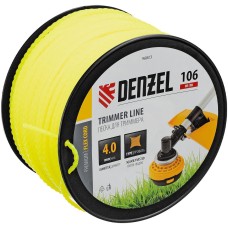 DENZEL Леска для триммера витой квадрат, 4,0мм х 106м, на DIN катушке FLEX CORD 96803
