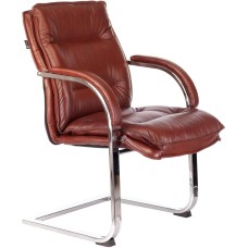 Кресло компьютерное БЮРОКРАТ Кресло T-9927SL-LOW-V светло-коричневый Leather Eichel кожа низк.спин. полозья металл хром