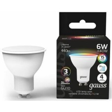 GAUSS Лампа LED GU10, софит, 6Вт, 101106406, одна шт