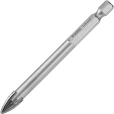 DENZEL Сверло по керамической плитке 10 мм, крестовая пластина, шестигранный хвостовик// 728093