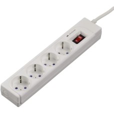 HAMA Сетевой удлинитель H-121939 1.5м (4 розетки) белый (коробка)