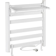 BRIMIX - Полотенцесушитель электрический, ЛЕСЕНКА с ПОЛКОЙ, 500 х 600 х 270 мм, 5 плоских перекладин, 135 W, из алюминия, цвет БЕЛЫЙ. 08091W