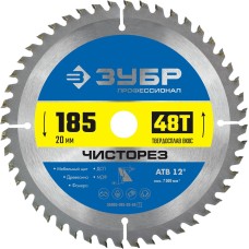 ЗУБР Чисторез, 185 x 20 мм, 48Т, пильный диск по дереву, Профессионал (36905-185-20-48)