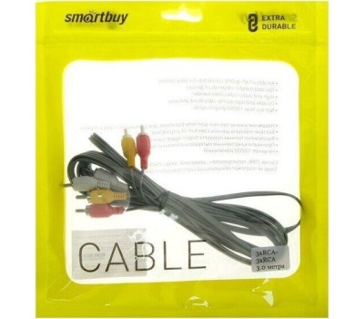Кабель SMARTBUY (KA233) 3XRCA (M) - 3XRCA (M) 3M в пакете (5)