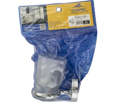 Аксессуары для ванной комнаты и туалета САНАКС 1206 Стакан стеклянный с креплением к стене