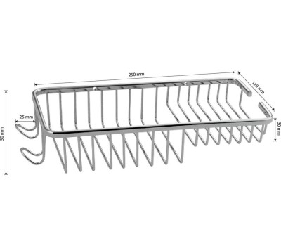 Аксессуары для ванной комнаты и туалета САНАКС 1220 Мыльница решетка малая двухсекционная с крючками нержавейка хромированная (2)