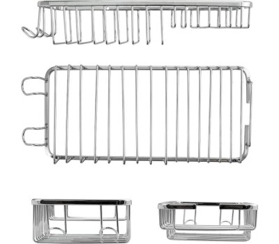 Аксессуары для ванной комнаты и туалета САНАКС 1220 Мыльница решетка малая двухсекционная с крючками нержавейка хромированная (2)