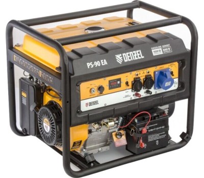 Генераторы бензиновые DENZEL Генератор бензиновый PS 90 EA, 9,0 кВт, 230В, 25л, коннектор автоматики, электростартер 946934