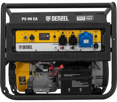 Генераторы бензиновые DENZEL Генератор бензиновый PS 90 EA, 9,0 кВт, 230В, 25л, коннектор автоматики, электростартер 946934