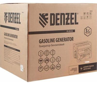Генераторы бензиновые DENZEL Генератор бензиновый PS 90 EA, 9,0 кВт, 230В, 25л, коннектор автоматики, электростартер 946934