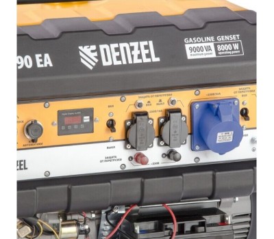 Генераторы бензиновые DENZEL Генератор бензиновый PS 90 EA, 9,0 кВт, 230В, 25л, коннектор автоматики, электростартер 946934