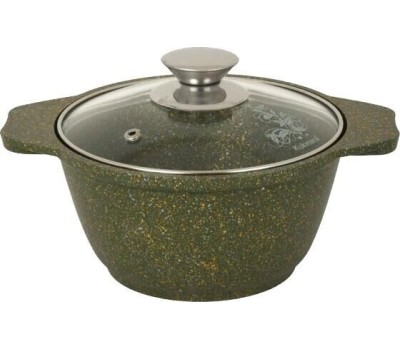 Кастрюля KUKMARA к11tsml а/пр литая 1,0л стекл/кр Trendy style malachite