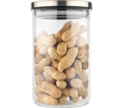 Стеклянная банка MALLONY Стеклянная банка для сыпучих продуктов с крышкой из нерж стали, OCEANO, объем: 0,6 л (004461)