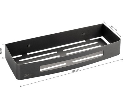 полочка GFMARK 78362 Полочка 22 см одинарная прямоугольная, литая, ГРАФИТ, из нержавеющей стали марки SUS 304