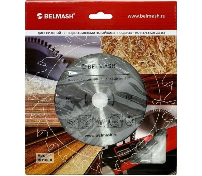 Диск пильный BELMASH 190х1,6/1,4х20/16 36Т