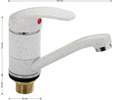 Смесители САНАКС 13073 Смеситель для кухни и раковины, шаровый, поворотный корпус, излив 15 см, цвет БЕЛЫЙ КАМЕНЬ