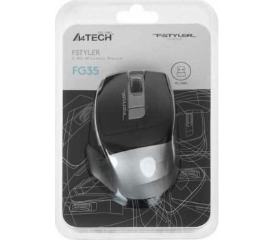 A4TECH Мышь беспроводная Fstyler FG35, радио, оптическая, USB, 2000dpi, серый и черный [fg35 grey]