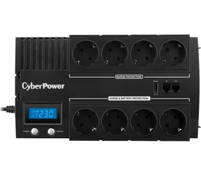 ИБП CYBERPOWER ИБП BR1200ELCD {Line-Interactive, 1200VA/720W USB/RJ11/45/USB charger A/С (4+4 EURO), 12В/5.8 Ач х 2}