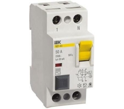 IEK Выключатель дифф. тока (УЗО) ВД1-63 (MDV10-2-040-300) 40A 2П 230В 2 модуля белый (упак.:1шт)