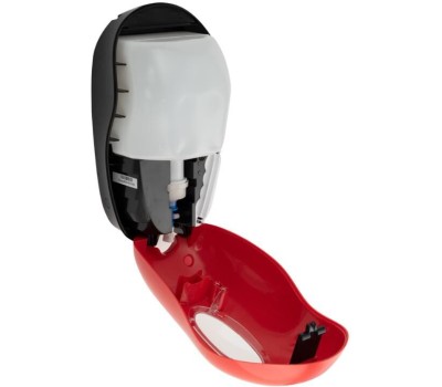 GFmark - Дозатор СЕНСОРНЫЙ, для жидкого МЫЛА , модель КОКОН с окошком, пластик АБС, КРАСНЫЙ, с датчиком объёма жидкости и уровня заряда батарей, 1000 мл 724