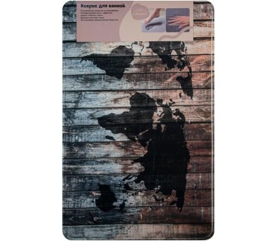 САНАКС - Коврик в ванную ПАМЯТЬ - эффект восстановления, одинарный, дизайнерский - карта мира 50 х 80 см 00437