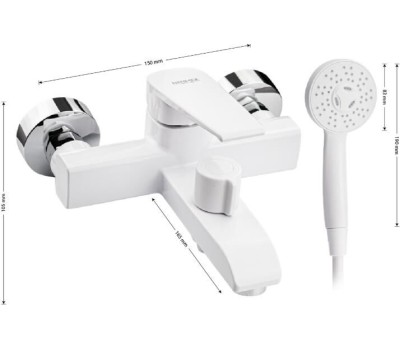 BRIMIX - Смеситель для ванны, c коротким изливом, шаровый, из высокопрочного АБС пластика, ПРЕМИУМ, цвет БЕЛЫЙ. 5575