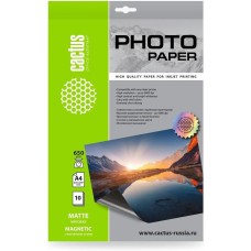 Фотобумага CACTUS Фотобумага CS-MMA465010, A4, для струйной печати, 10л, 650г/м2, белый, покрытие матовое /магнитный слой