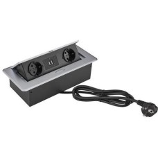 Стол компьютерный CACTUS Розетка CS-SOCKET-EU/USBA-GY, для столешницы, серый