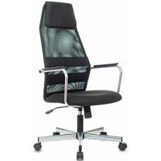 БЮРОКРАТ Кресло KB-5M черный TW-01 3C11 сетка/ткань с подголов. крестов. металл серебристый