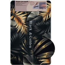 САНАКС - Коврик в ванную ПАМЯТЬ - эффект восстановления, одинарный, дизайнерский - черный+золото 50 х 80 см 00438