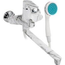 BRIMIX - Смеситель для ванны, длинный излив, шаровый, из высокопрочного АБС пластика, цвет белый МРАМОР. 556-M