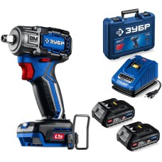 ЗУБР 20 В, 350 Н·м, 2 АКБ LMS (2 А·ч), бесщеточный ударный гайковерт, кейс, ПРОФЕССИОНАЛ (GB-350-22)