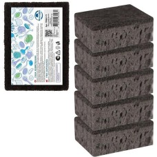 MULTIDOM Губка хозяйственная. Набор 5 шт. Размер 9,5х7х3,7 см (серый/черный) ПМ62-72