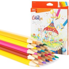 DELI Карандаши цв. EC130-24 ColoRun шестигран. дерево 24цв. коробка/европод. (24шт)