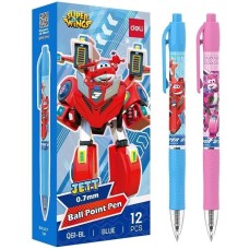 DELI Ручка шариков. автоматическая Super Wings (EQ61-BL) ассорти d=0.7мм син. черн. 1стерж. пулевидный пиш. наконечник кругл. резин. манжета чернила пониженной вязкости