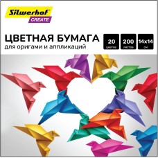 SILWERHOF Бумага цветная для оригами и аппликации тонир. 200л. 20цв. Create 80г/м2 140х140мм