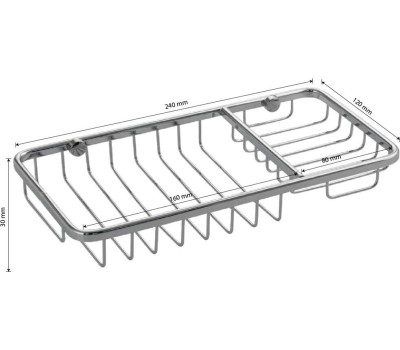 Аксессуары для ванной комнаты и туалета САНАКС 1221 Мыльница решетка большая двухсекционная нержавейка хромированная (2)