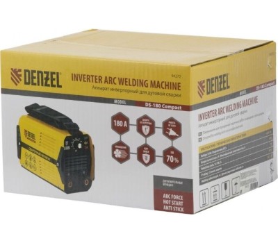 Сварочное оборудование DENZEL Аппарат инвертор. дуговой сварки DS-180 Compact, 180 А, ПВ 70%, диам.эл. 1,6-4 мм 94372