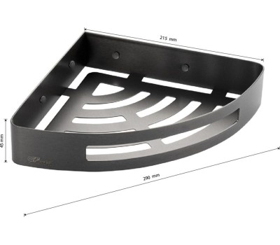 полочка GFMARK 78360 Полочка 22 см одинарная угловая овальная, литая, ГРАФИТ, из нержавеющей стали марки SUS 304