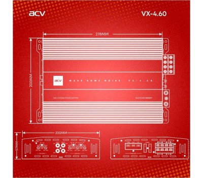 Автоусилитель ACV VX-4.60 4*60Вт/4-3-2 канал/4-2 Ом/High-pass/Low-pass