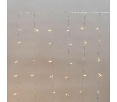 Гирлянда NEON-NIGHT (235-556) ДОЖДЬ (занавес) 2х3м, прозрачный ПВХ, IP44, мерцающий Flashing, 300LED Теплые Белые, 15 нитей, 20LED/нить