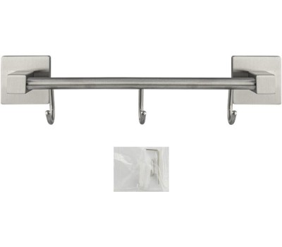 Аксессуары для ванной комнаты GFMARK 87204 Вешалка с тремя крючками прямая, из нержавеющей стали, с квадратным основанием, цвет САТИН