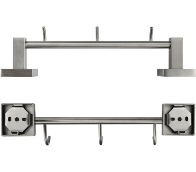 Аксессуары для ванной комнаты GFMARK 87204 Вешалка с тремя крючками прямая, из нержавеющей стали, с квадратным основанием, цвет САТИН