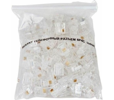 REXANT Разъем телефонный UTP, RJ-14 (6P4C), CAT 3