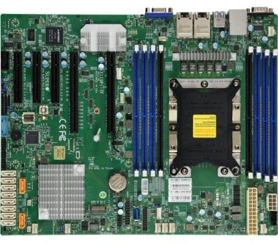 Supermicro MBD-X11SPI-TF-B Серверная материнская плата MBD X11SPI TF B Xeon Single Socket S3647, 8x 288 pin DDR4 DIMM slots, 2x 10GbE LAN ports, 10x SATA3 (6Gbps) via C622, Bulk